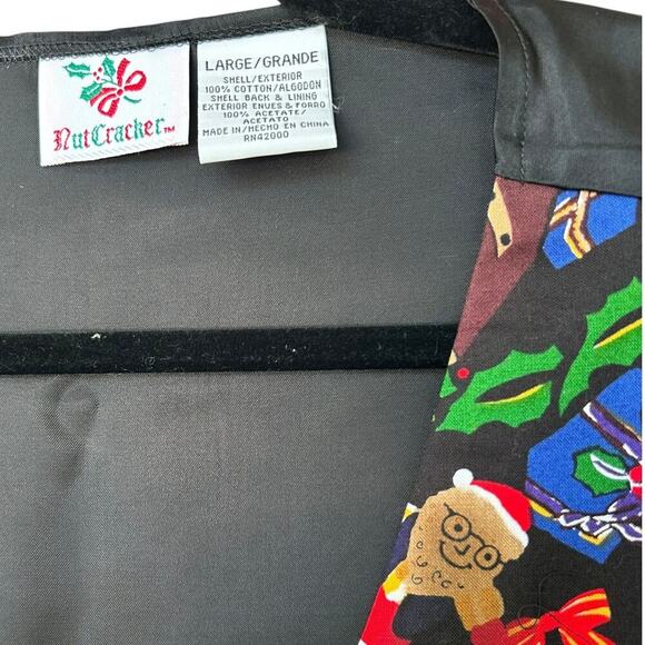 Vintage Women's Nutcracker Teddy Bear Santa Christmas Holiday Vest Side Large - Picture 4 of 4